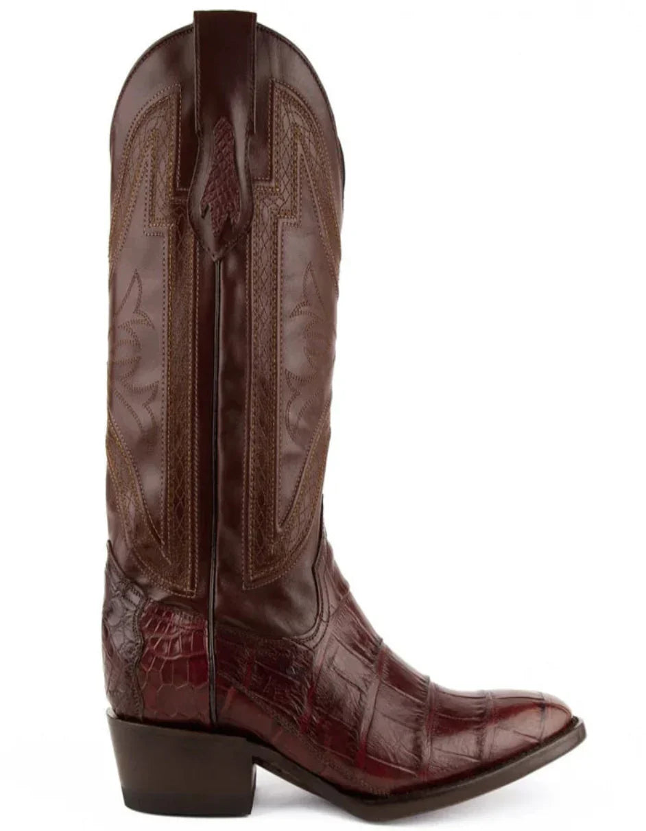 Ferrini Men's Stallion Alligator Belly Boots French Toe Handcrafted Chocolate 1074109 2 10741-09-080-D  - from alligatorwarehouse.com