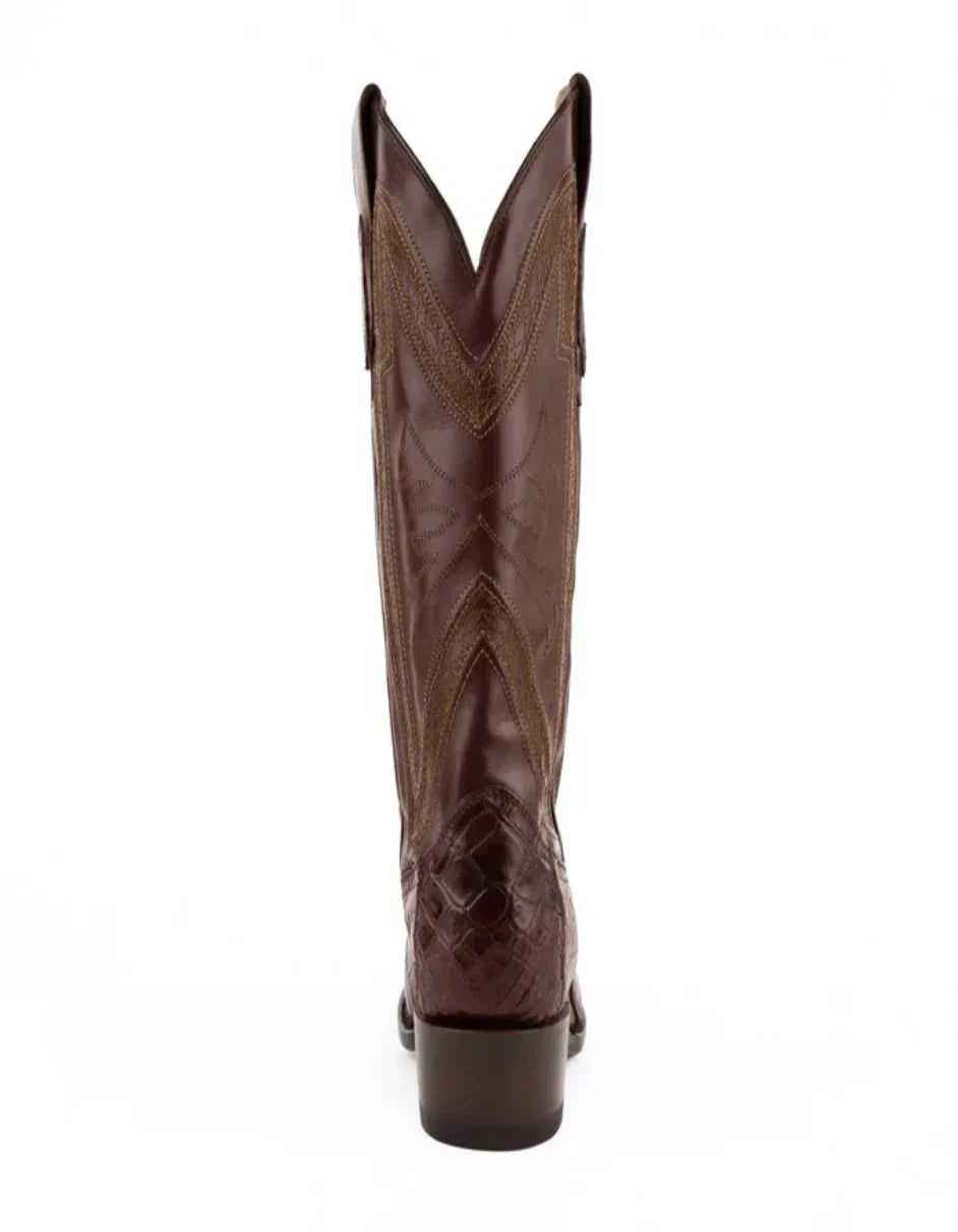 Ferrini Men's Stallion Alligator Belly Boots French Toe Handcrafted Chocolate 1074109 4 10741-09-080-D  - from alligatorwarehouse.com