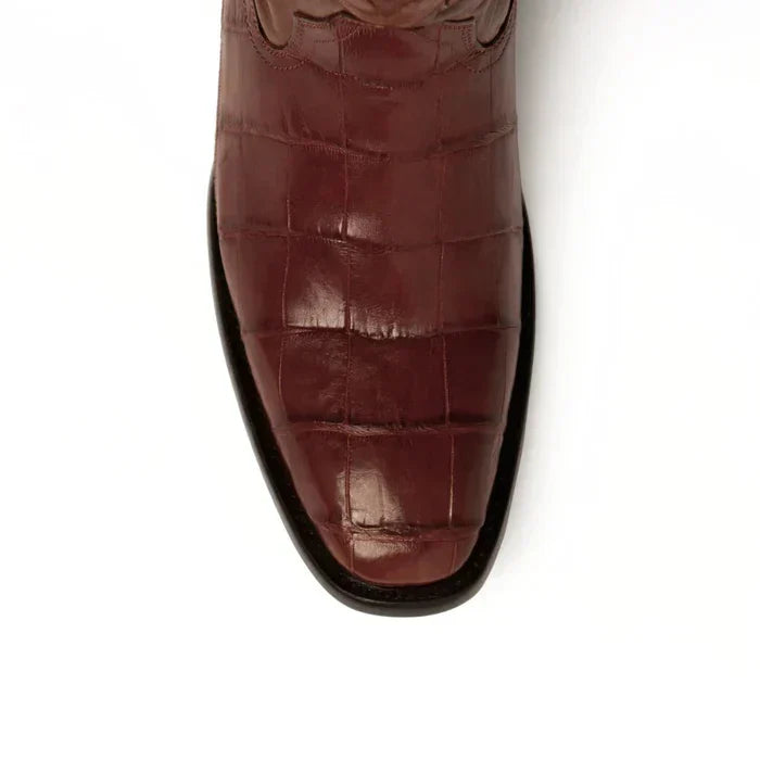 Ferrini Men's Stallion Alligator Belly Boots French Toe Handcrafted Cognac 1074102 2 10741-02-080-D  - from alligatorwarehouse.com