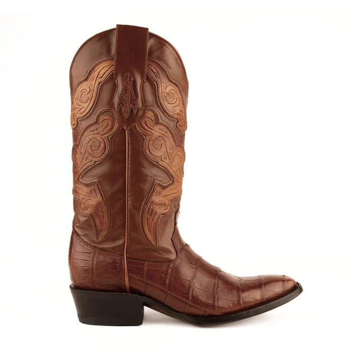 Ferrini Men's Stallion Alligator Belly Boots French Toe Handcrafted Cognac 5   - from alligatorwarehouse.com