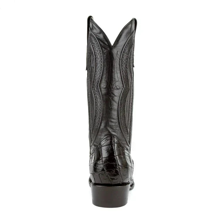 Ferrini Men's Stallion Alligator Belly Boots Round Toe Black 1071127 3 10711-27-080-D  - from alligatorwarehouse.com