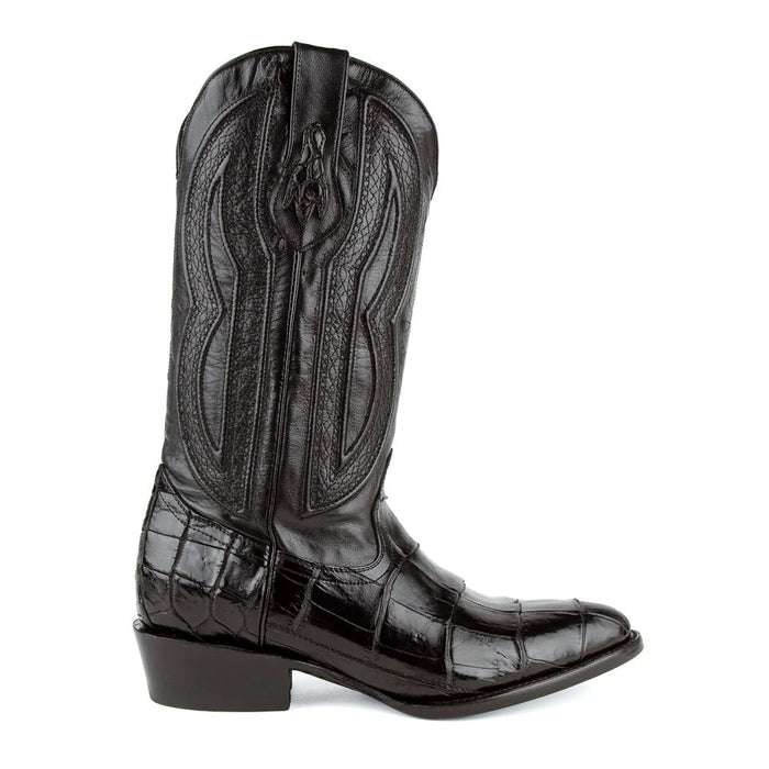 Ferrini Men's Stallion Alligator Belly Boots Round Toe Black 4   - from alligatorwarehouse.com