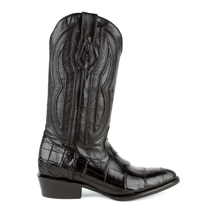 Ferrini Men's Stallion Alligator Belly Boots Round Toe Black 1071127 5 10711-27-080-D  - from alligatorwarehouse.com