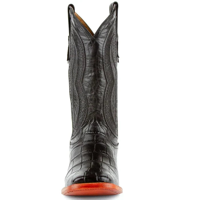 Ferrini Men's Stallion Alligator Belly Boots Square Toe Black 1079304 5 10793-04-080-D  - from alligatorwarehouse.com