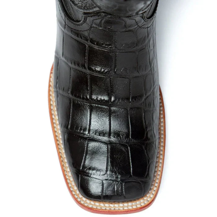 Ferrini Men's Stallion Alligator Belly Boots Square Toe Black 2   - from alligatorwarehouse.com