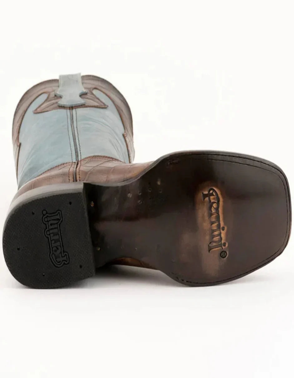 Ferrini Mustang Men's Print Alligator Boots Handcrafted Brown 4079310 6 40793-10-080-D  - from alligatorwarehouse.com