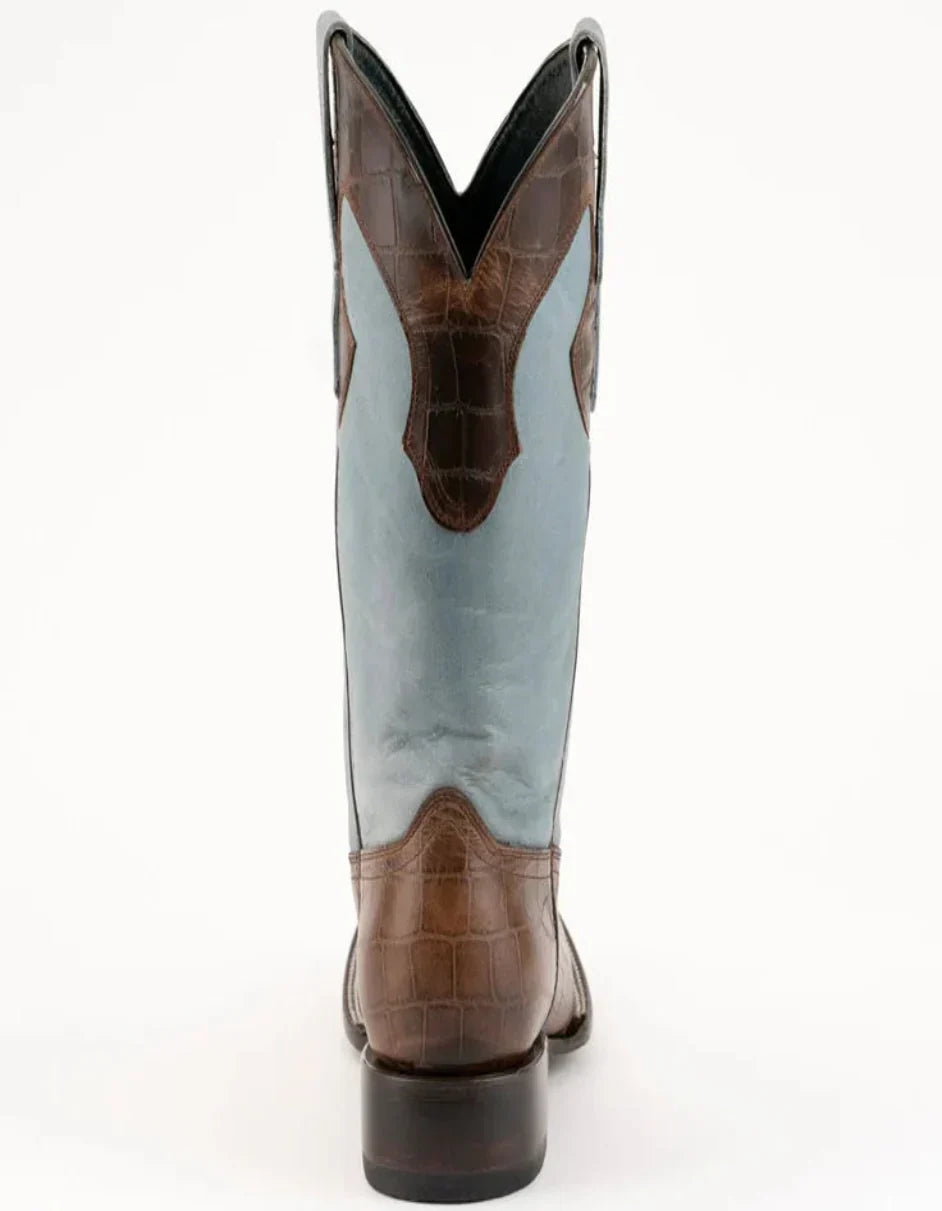 Ferrini Mustang Men's Print Alligator Boots Handcrafted Brown 4079310 4 40793-10-080-D  - from alligatorwarehouse.com