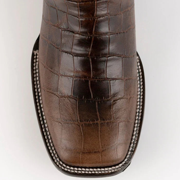 Ferrini Mustang Men's Print Alligator Boots Handcrafted Brown 1   - from alligatorwarehouse.com
