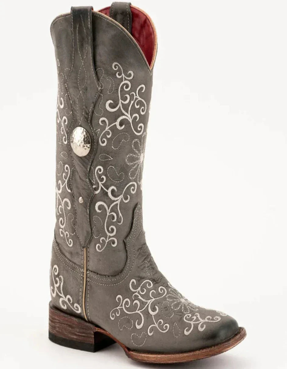 Ferrini Women's Bella Square Toe Boots Handcrafted - Grey/Smoke 8229349 1 82293-49-060-B  - from alligatorwarehouse.com