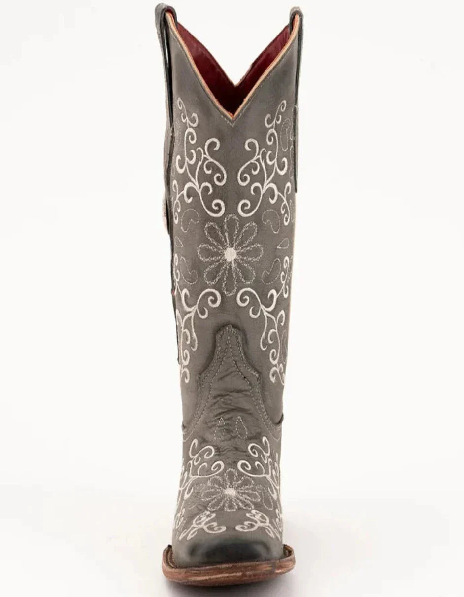 Ferrini Women's Bella Square Toe Boots Handcrafted - Grey/Smoke 8229349 4 82293-49-060-B  - from alligatorwarehouse.com