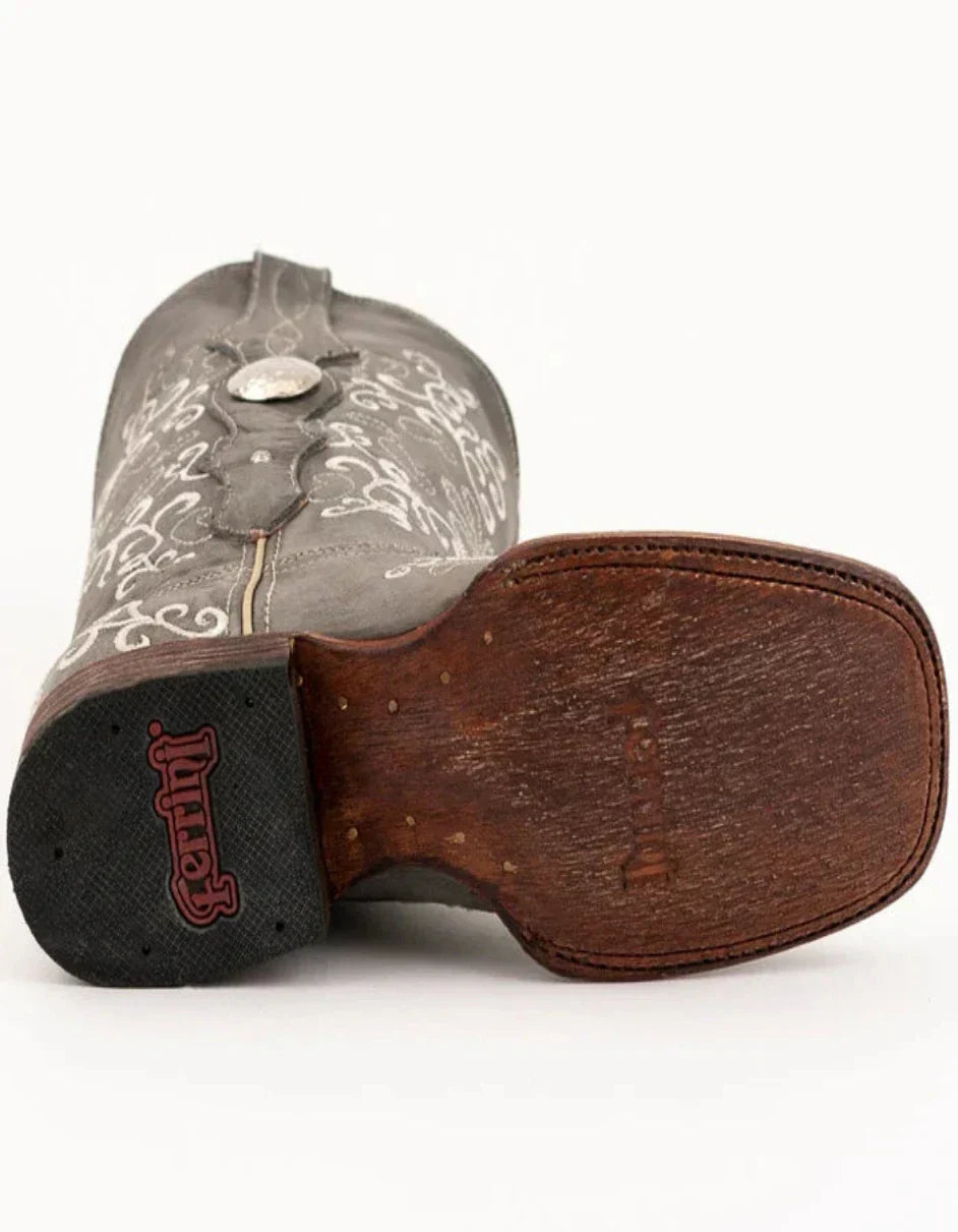 Ferrini Women's Bella Square Toe Boots Handcrafted - Grey/Smoke 8229349 6 82293-49-060-B  - from alligatorwarehouse.com