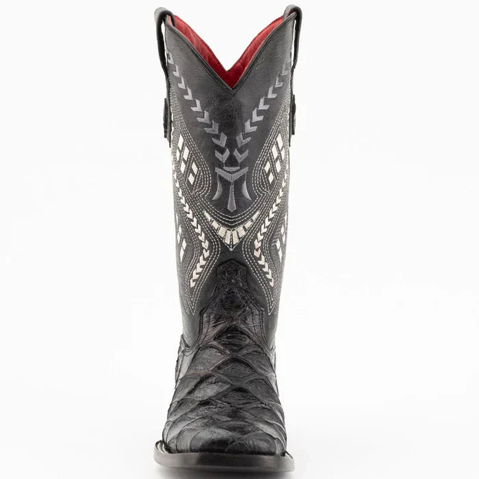 Ferrini Women's Bronco Square Toe Boots Pirarucu Fish Print - Black 9339304 5 93393-04-060-B  - from alligatorwarehouse.com