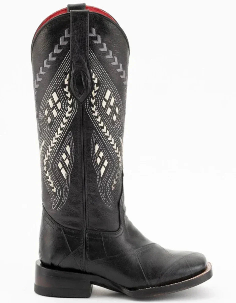 Ferrini Women's Jesse Square Toe Boots Alligator Print - Black 3 43593-04-090-D  - from alligatorwarehouse.com