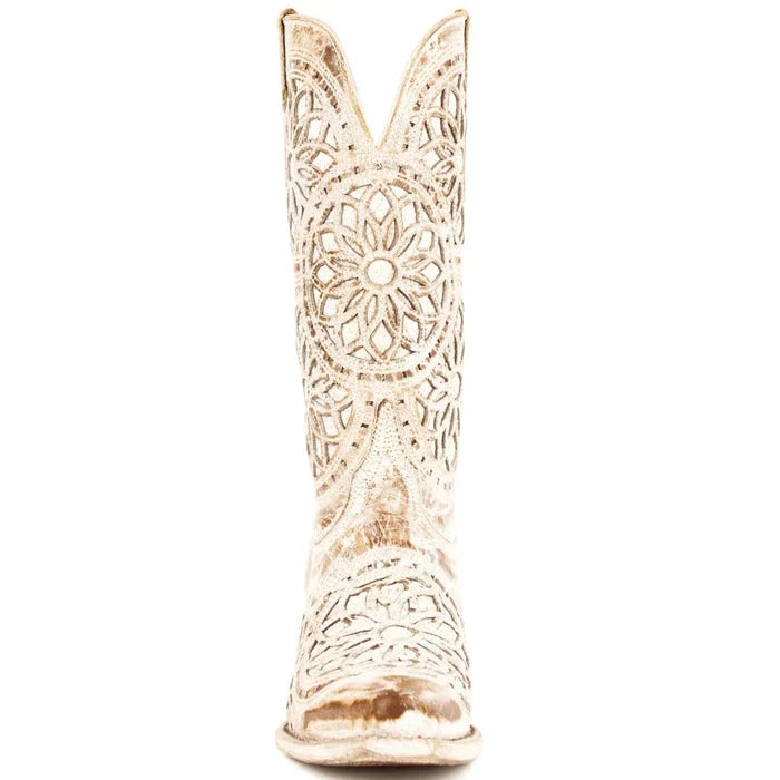 Ferrini Women's Mandala Snip Toe Boots Handcrafted - Shaby Chic Brown 8176110 4 81761-10-060-B  - from alligatorwarehouse.com