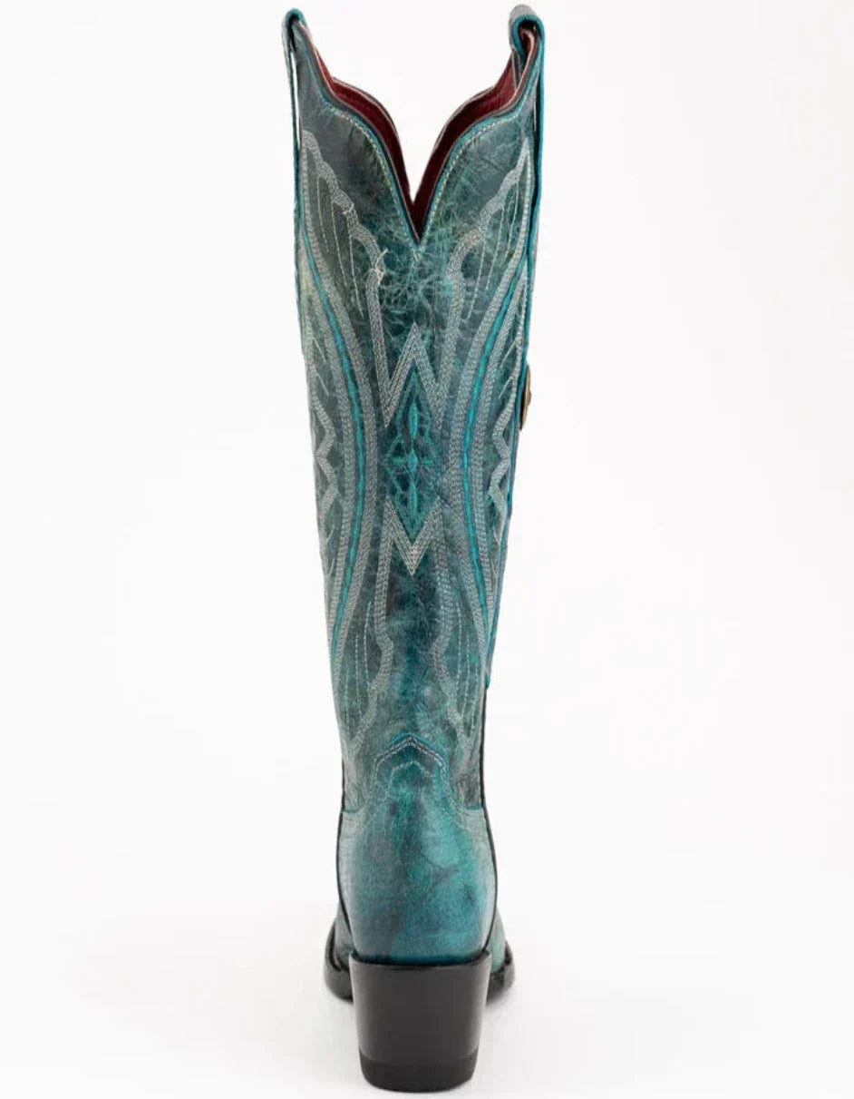 Ferrini Women's Twilight Snip Toe Boots Handcrafted - Teal 8106143 4 81061-43-060-B  - from alligatorwarehouse.com