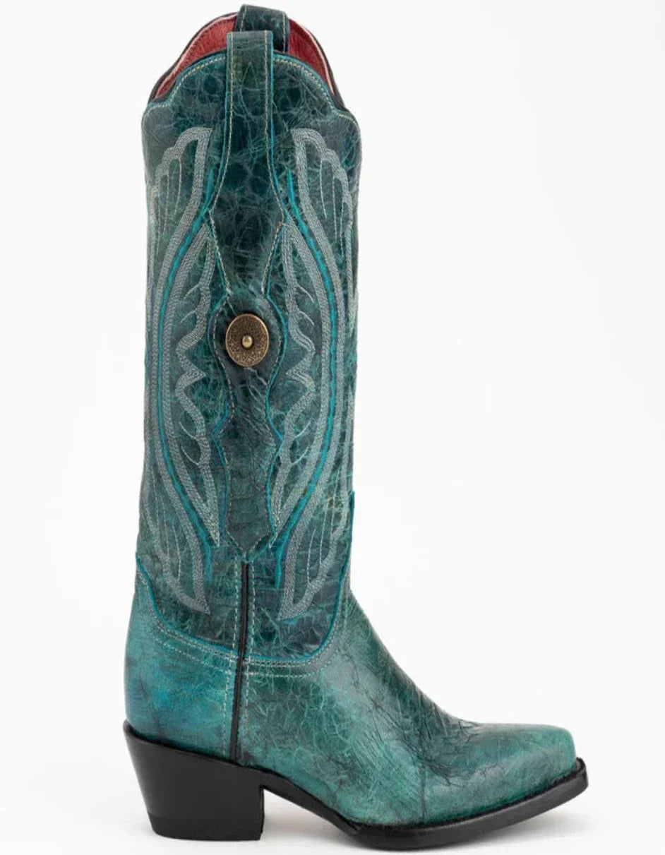 Ferrini Women's Twilight Snip Toe Boots Handcrafted - Teal 8106143 3 81061-43-060-B  - from alligatorwarehouse.com
