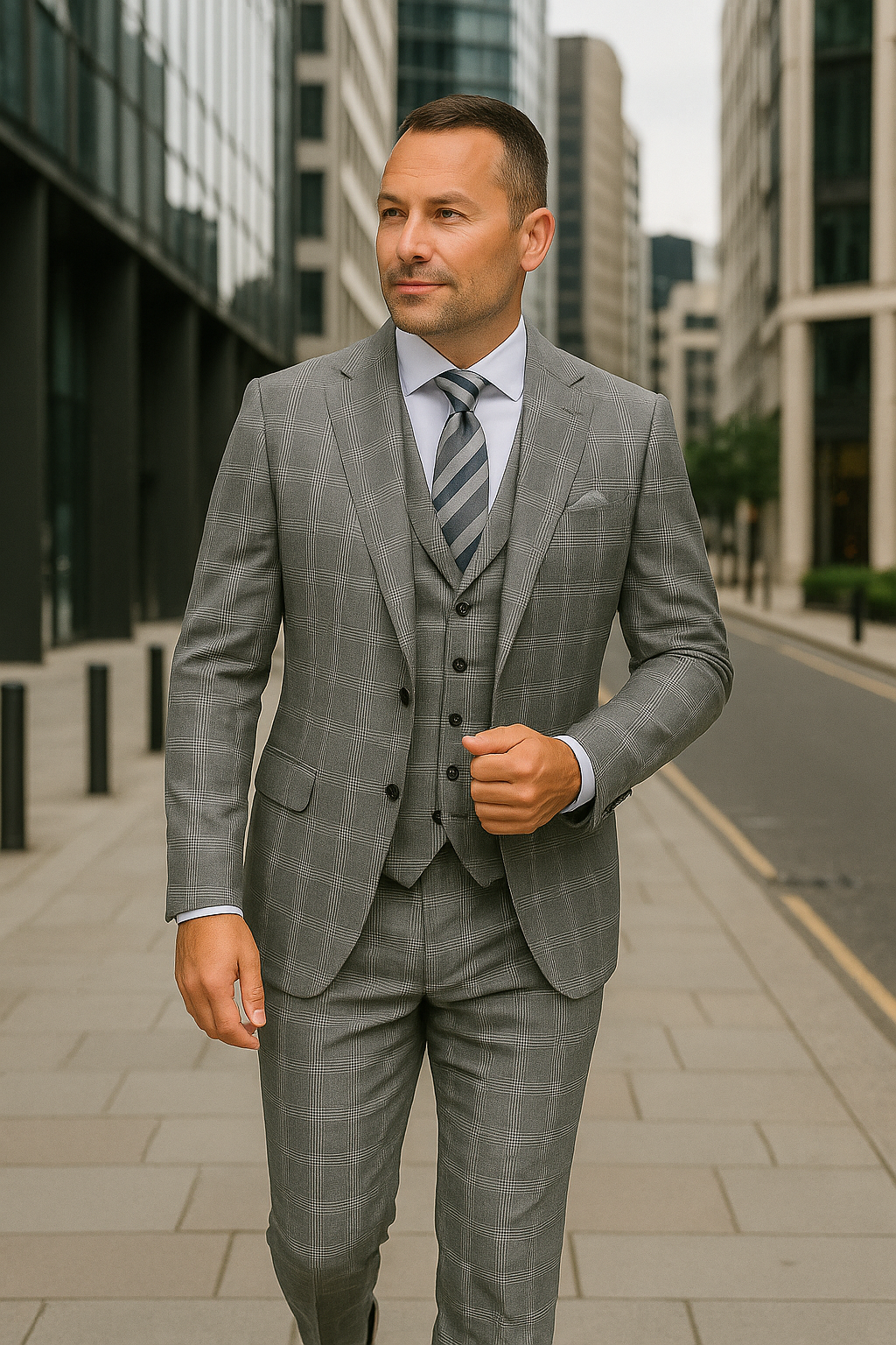 Wool Suit - Italian Made Business Suit by Statement Men's 3 Piece 100% Wool Modern Fit Suit - Coordinating Solid Color Vest 2 ZILONI-2_Grey_38R  - from alligatorwarehouse.com