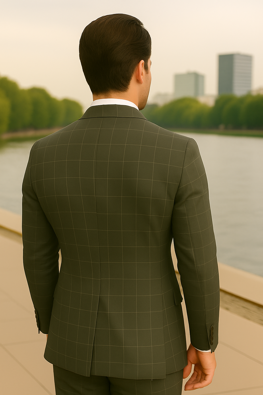 Wool Suit - Italian Made Business Suit by Statement Men's 3 Piece 100% Wool Modern Fit Suit - Fashion Pattern 15 ANGEL-3_Charcoal_38R  - from alligatorwarehouse.com