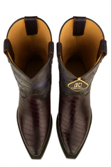 Men's King Exotic Snip Toe Eel Boots Handcrafted Burnished Purple (494RD0866)