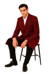Houndstooth Overcoat - Houndstooth Topcoat - Houndstooth Checker Car Coat Red