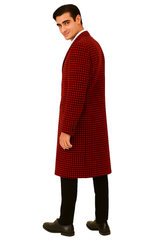 Houndstooth Overcoat - Houndstooth Topcoat - Houndstooth Checker Car Coat Red