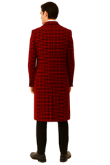 Houndstooth Overcoat - Houndstooth Topcoat - Houndstooth Checker Car Coat Red