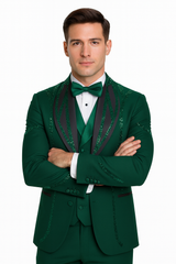 Hunter Green Italian Wool 3-Piece Modern Fit Tuxedo