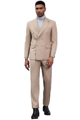 Men's Designer Stacy Adams Classic Double Breasted Suit in Tan