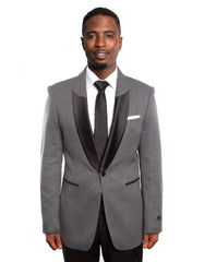 Mens Grey Half Shawl Dinner Jacket Tuxedo