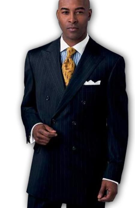 Mix And Match Suits Men's Suit Separates Wool Fabric Navy Blue And White Stripe Suit By Alberto Nardoni Brand 1 KP-5756  - from alligatorwarehouse.com