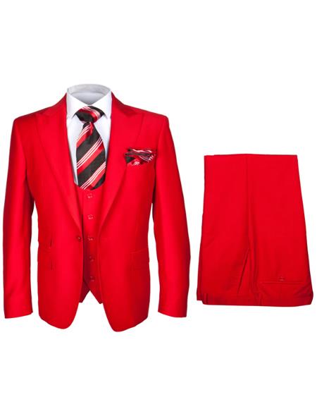 Rossiman Men’s Red Slim Fit Suit – Stylish Double-Breasted Jacket 2 SKU#58646  - from alligatorwarehouse.com