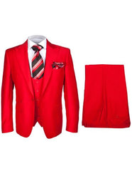 Rossiman Men’s Red Slim Fit Suit – Stylish Double-Breasted Jacket