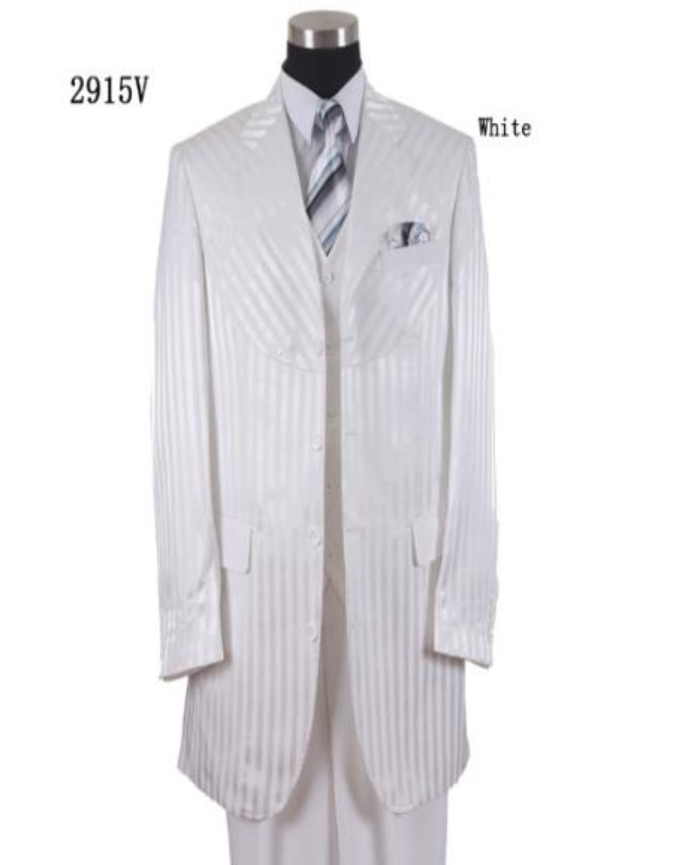Tone On Tone - Shiny Fabric White Suit