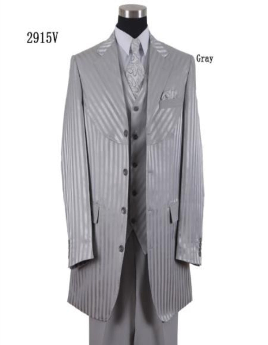 Tone On Tone - Shiny Fabric - Gray Suit
