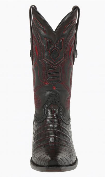 Black Cherry Caiman Cowboy Boots Snip Toe 3   - from alligatorwarehouse.com
