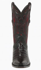 Black Cherry Caiman Cowboy Boots Snip Toe