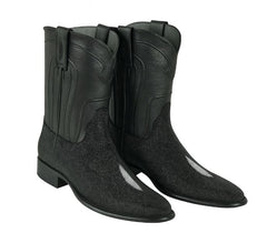 los-altos-men’s-genuine-single-stone-sting-ray-black-roper-toe-boots