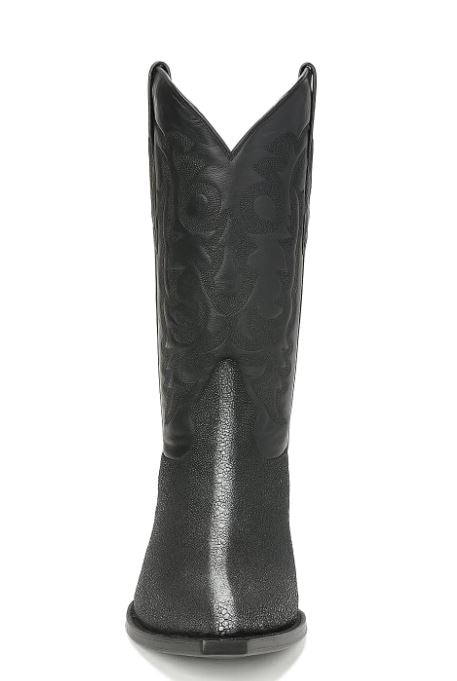 Los Altos Men's Black Stingray with Full Rowstone Finish Snip Toe Boots 4   - from alligatorwarehouse.com