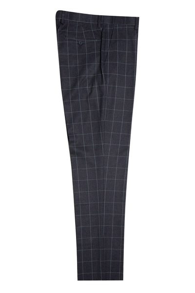 "Mens Stacy Adams Suit - Stacy Adams Suit Men's Charcoal Grey Windowpane Plaid Suit - Two Button Vested Peak Lapel"