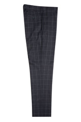 "Mens Stacy Adams Suit - Stacy Adams Suit Men's Charcoal Grey Windowpane Plaid Suit - Two Button Vested Peak Lapel"