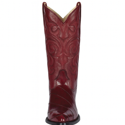 J Toe Cowboy Boots - J Toe Western Boots - Los Altos Boots - Mens Dress Cowboy Boot - Low Priced Burgundy Eel Cowboy Boots J-Toe- in  Burgundy 5   - from alligatorwarehouse.com