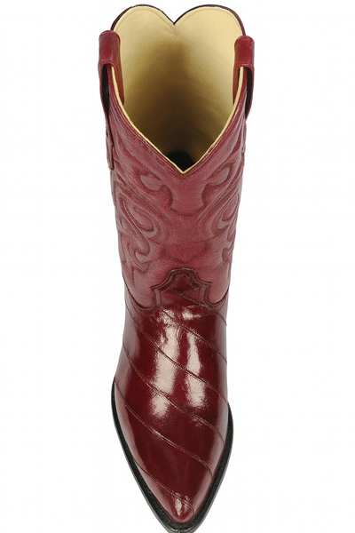 J Toe Cowboy Boots - J Toe Western Boots - Los Altos Boots - Mens Dress Cowboy Boot - Low Priced Burgundy Eel Cowboy Boots J-Toe- in  Burgundy 8   - from alligatorwarehouse.com