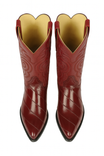 J Toe Cowboy Boots - J Toe Western Boots - Los Altos Boots - Mens Dress Cowboy Boot - Low Priced Burgundy Eel Cowboy Boots J-Toe- in  Burgundy 9   - from alligatorwarehouse.com