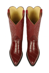 J Toe Cowboy Boots - J Toe Western Boots - Los Altos Boots - Mens Dress Cowboy Boot - Low Priced Burgundy Eel Cowboy Boots J-Toe- in  Burgundy