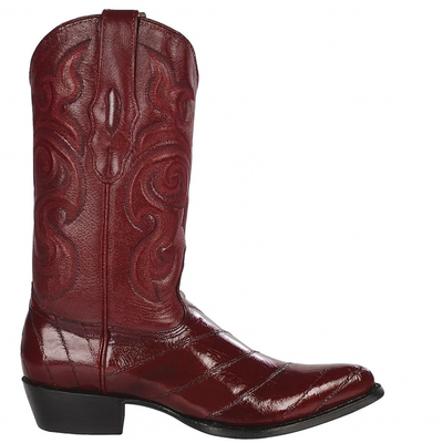 J Toe Cowboy Boots - J Toe Western Boots - Los Altos Boots - Mens Dress Cowboy Boot - Low Priced Burgundy Eel Cowboy Boots J-Toe- in  Burgundy 10   - from alligatorwarehouse.com