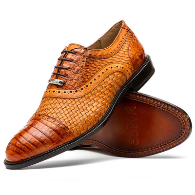 Marco Di Milano John Woven Caiman Crocodile Oxfords Brandy