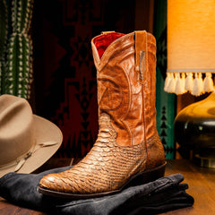 Marco Di Milano Kansas Cognac Round Toe Cowboy Boots