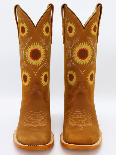 Kids Sunflower Square Toe Cowgirl Boots