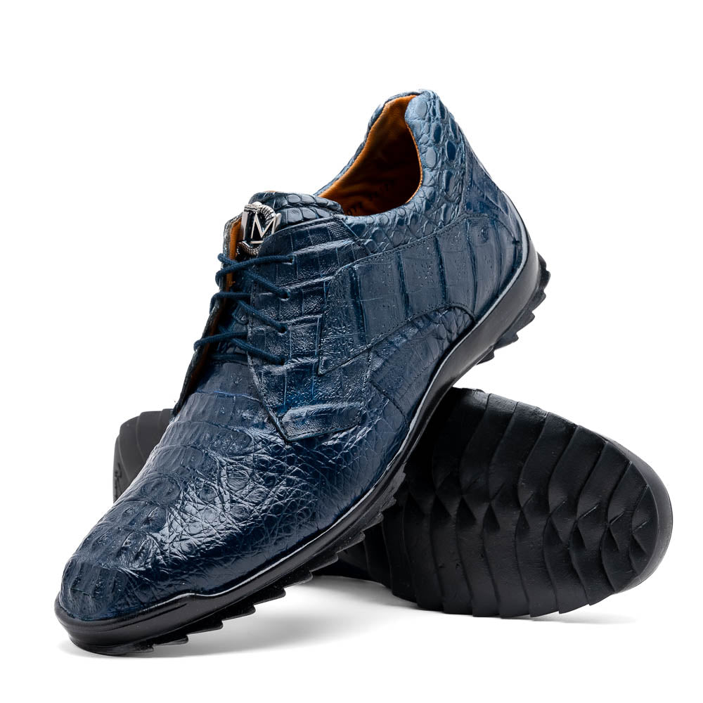 Marco Di Milano Kratos Men's Navy Shoes Exotic Caiman Crocodile Sneakers 2 KRATOS_CAIMAN FUSCUS_NAVY_7  - from alligatorwarehouse.com