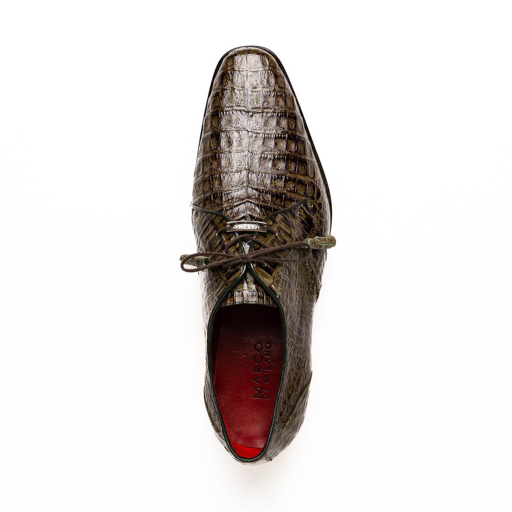 Marco Di Milano Lacio WoodGreen Caiman Crocodile Derby 4 LACIO_CAIMAN FUSCUS_WOODGREEN_8  - from alligatorwarehouse.com